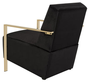 Safavieh Orna Accent Chair Black Brass Plated Eucalyptus Rubberwood Foam Polyester Velvet FOX6287B 889048319677