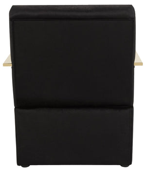 Safavieh Orna Accent Chair Black Brass Plated Eucalyptus Rubberwood Foam Polyester Velvet FOX6287B 889048319677