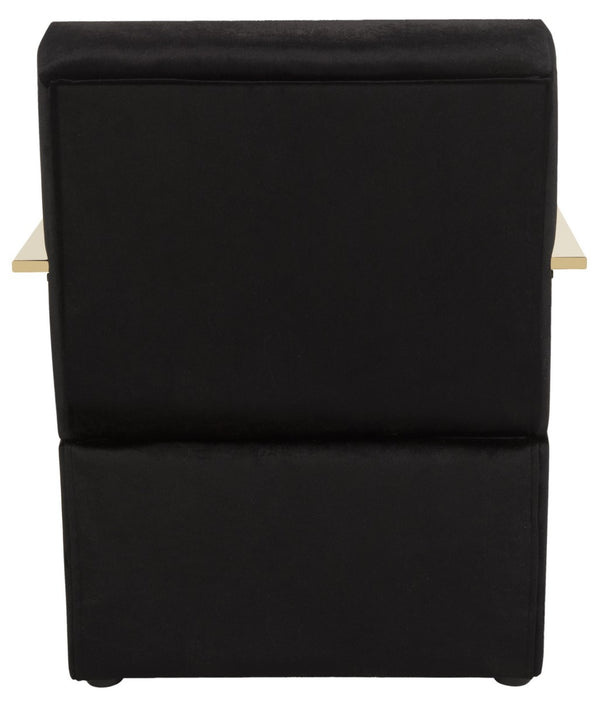 Safavieh Orna Accent Chair Black Brass Plated Eucalyptus Rubberwood Foam Polyester Velvet FOX6287B 889048319677