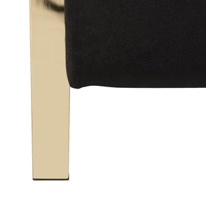 Safavieh Orna Accent Chair Black Brass Plated Eucalyptus Rubberwood Foam Polyester Velvet FOX6287B 889048319677