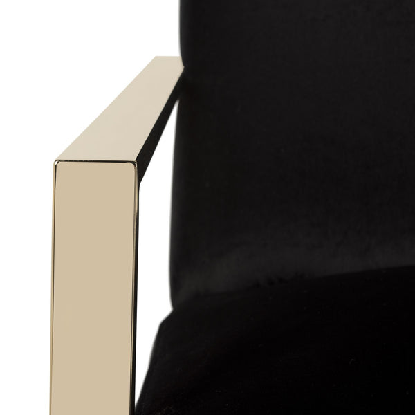 Safavieh Orna Accent Chair Black Brass Plated Eucalyptus Rubberwood Foam Polyester Velvet FOX6287B 889048319677