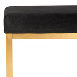 Safavieh Rowan Ottoman Contemporary Glam Velvet Square Black Metal Gold Foil Foam Brass Polyester FOX6288A 889048274440