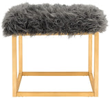 Rowan Contemporary Glam Faux Sheepkin Square Ottoman