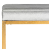 Safavieh Rowan Ottoman Contemporary Glam Velvet Square Grey Metal Gold Foil Foam Brass Polyester FOX6288D 889048287792