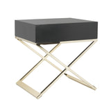 Safavieh Zarina End Table Modern Cross Leg Black Wood Brass Plated MDF FOX6295D 889048315976