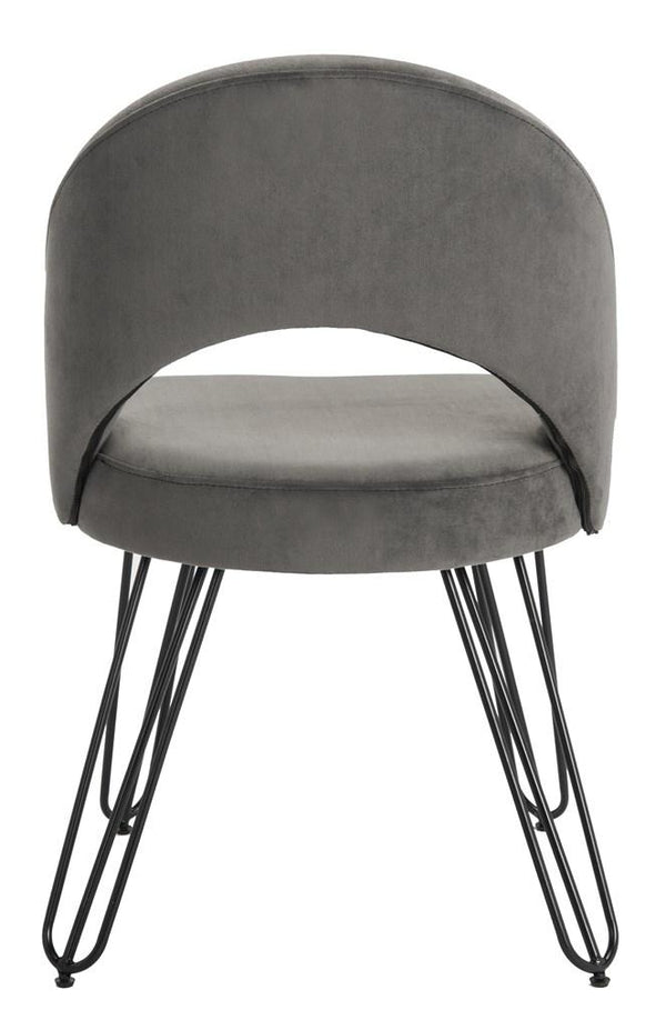 Safavieh - Set of 2 - Jora Side Chair Velvet Retro Dark Grey Metal Matte Coating Foam Brass Polyester FOX6296B-SET2 889048041721