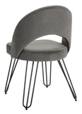 Safavieh - Set of 2 - Jora Side Chair Velvet Retro Dark Grey Metal Matte Coating Foam Brass Polyester FOX6296B-SET2 889048041721