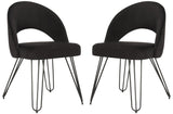 Safavieh - Set of 2 - Jora Side Chair Velvet Retro Black Metal Matte Coating Foam Brass Polyester FOX6296C-SET2 889048042995