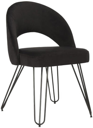 Safavieh - Set of 2 - Jora Side Chair Velvet Retro Black Metal Matte Coating Foam Brass Polyester FOX6296C-SET2 889048042995