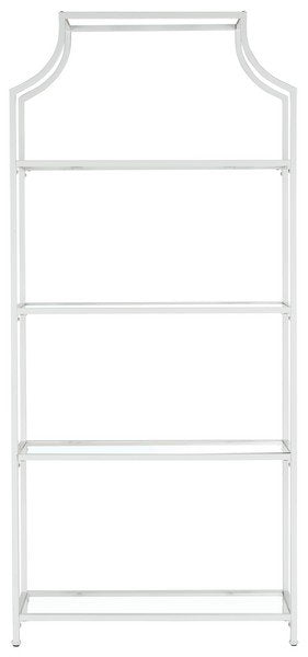 Safavieh Slater Etagere 4 Tier White Metal Glass Powder Coating Tube FOX6298A 889048370784