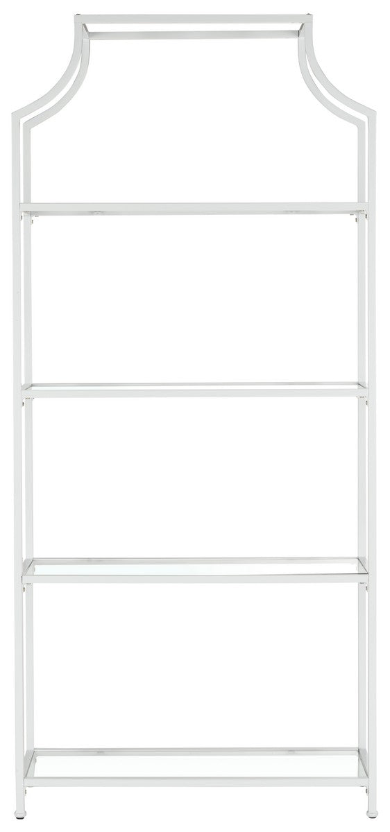 Safavieh Slater Etagere 4 Tier White Metal Glass Powder Coating Tube FOX6298A 889048370784