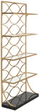 Safavieh Spano Etagere 4 Tier Gold Black Clear Glass Foil Marble Veneer MDF Metal Tube FOX6299A 889048370791