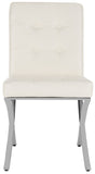 Safavieh Walsh Side Chair Tufted White Chrome Metal Foam PU FOX6300B 889048370814