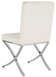 Safavieh Walsh Side Chair Tufted White Chrome Metal Foam PU FOX6300B 889048370814