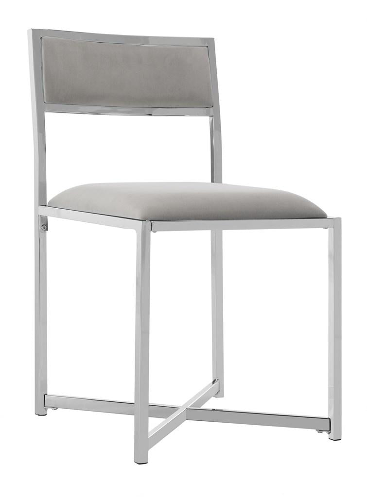 Safavieh - Set of 2 - Menken Side Chair Chrome Grey Metal Foam Polyester Velvet FOX6301B-SET2 889048370852
