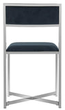 Safavieh - Set of 2 - Menken Side Chair Chrome Navy Metal Foam Polyester Velvet FOX6301C-SET2 889048370876