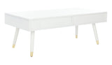 Safavieh Levinson Gold Cap Coffee Table in White and Gold FOX6304B 889048667150