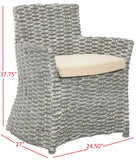 Safavieh Cabana Arm Chair Rattan Grey Beige NC Coating Mango Sponge Cotton FOX6500A 683726375524