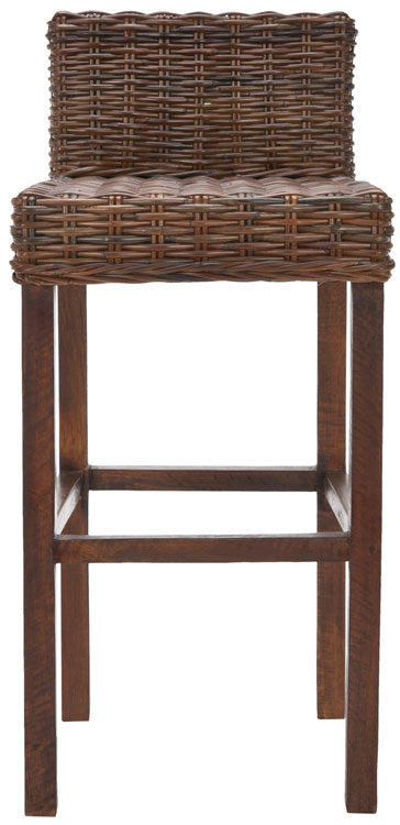 Safavieh Cypress Bar Stool Brown Rattan NC Coating Mango FOX6502A 683726375548