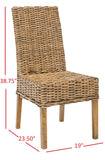 Safavieh - Set of 2 - Sanibel Side Chair 18''H Rattan Brown NC Coating Mango FOX6504A-SET2 683726410218