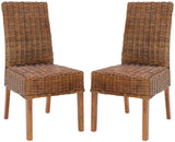 Safavieh - Set of 2 - Sanibel Side Chair 18''H Rattan Light Brown NC Coating Mango FOX6504C-SET2 683726410232