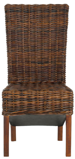 Safavieh - Set of 2 - Ridge Side Chair 18''H Rattan Dark Brown NC Coating Mango FOX6523A-SET2 683726576334