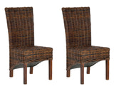 Safavieh - Set of 2 - Ridge Side Chair 18''H Rattan Dark Brown NC Coating Mango FOX6523A-SET2 683726576334