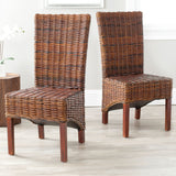 Safavieh - Set of 2 - Ridge Side Chair 18''H Rattan Dark Brown NC Coating Mango FOX6523A-SET2 683726576334