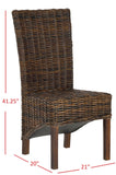 Safavieh - Set of 2 - Ridge Side Chair 18''H Rattan Dark Brown NC Coating Mango FOX6523A-SET2 683726576334