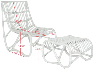 Safavieh Shenandoah Chair Ottoman White Rattan NC Coating Mango FOX6526A 683726750819