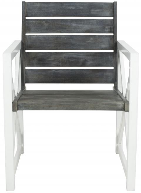 Safavieh - Set of 2 - Irina Armchair White Ash Grey Silver Acacia Wood Galvanized Steel FOX6701A-SET2 683726664895