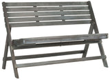 Safavieh Luca Bench Folding Ash Grey Silver Acacia Wood Galvanized Steel FOX6705A 683726468455