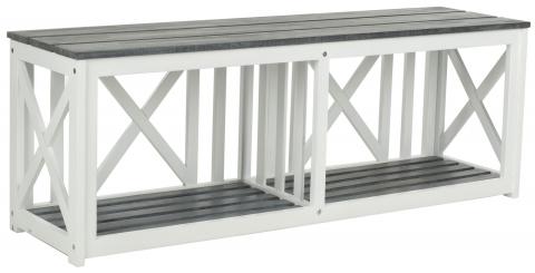 Safavieh Branco Bench White Ash Grey Silver Acacia Wood Galvanized Steel FOX6706A 683726472551