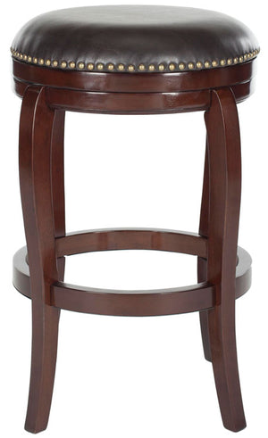 Safavieh Nuncio Bar Stool Swivel Sierra Brown Rubberwood MDF Iron PU FOX7006A 683726675655