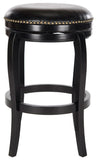 Safavieh Nuncio Bar Stool Swivel Black Rubberwood MDF Iron PU FOX7006C 683726703198