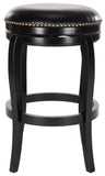 Safavieh Nuncio Bar Stool Swivel Black Rubberwood MDF Iron PU FOX7006C 683726703198