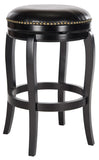 Safavieh Nuncio Bar Stool Swivel Black Rubberwood MDF Iron PU FOX7006C 683726703198