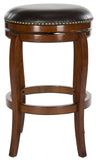 Safavieh Nuncio Bar Stool Swivel Walnut Brown Rubberwood MDF Iron PU FOX7006D 683726703204