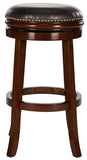 Safavieh Biagio Bar Stool Swivel Espresso Brown Rubberwood MDF Iron PU FOX7007B 683726703228