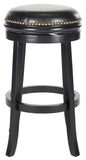 Safavieh Biagio Bar Stool Swivel Black Rubberwood MDF Iron PU FOX7007C 683726703235