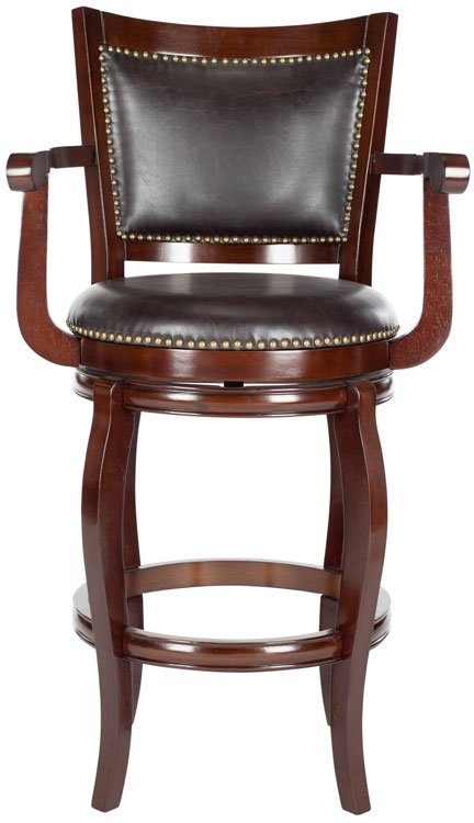 Safavieh Gitano Bar Stool Swivel Sierra Brown Rubberwood MDF Iron PU FOX7009A 683726675693