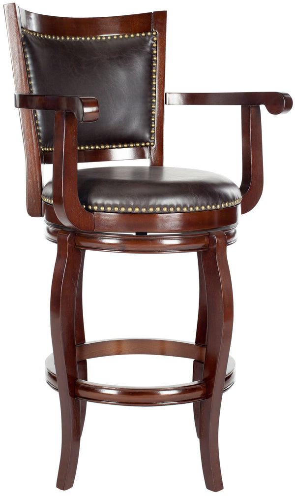 Safavieh Gitano Bar Stool Swivel Sierra Brown Rubberwood MDF Iron PU FOX7009A 683726675693