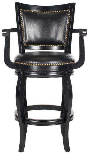 Safavieh Gitano Bar Stool Swivel Black Rubberwood MDF Iron PU FOX7009C 683726703303