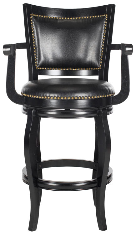 Safavieh Gitano Bar Stool Swivel Black Rubberwood MDF Iron PU FOX7009C 683726703303