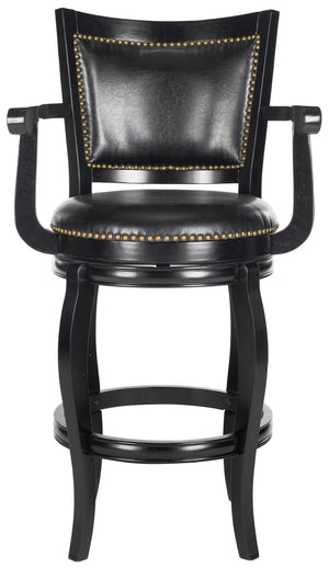 Safavieh Gitano Bar Stool Swivel Black Rubberwood MDF Iron PU FOX7009C 683726703303