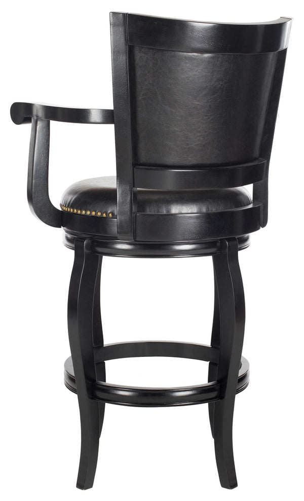 Safavieh Gitano Bar Stool Swivel Black Rubberwood MDF Iron PU FOX7009C 683726703303