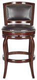 Safavieh Pasquale Bar Stool Swivel Sierra Brown Rubberwood MDF Iron PU FOX7011A 683726675716