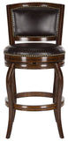 Safavieh Pasquale Bar Stool Swivel Espresso Brown Rubberwood MDF Iron PU FOX7011B 683726703365