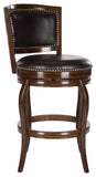 Safavieh Pasquale Bar Stool Swivel Espresso Brown Rubberwood MDF Iron PU FOX7011B 683726703365