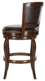 Safavieh Pasquale Bar Stool Swivel Espresso Brown Rubberwood MDF Iron PU FOX7011B 683726703365